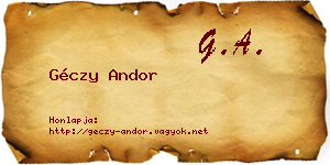 Géczy Andor névjegykártya